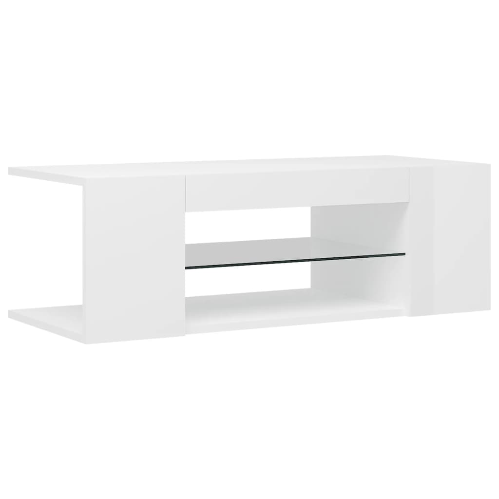 Meuble TV avec lumières LED Blanc brillant 90x39x30 cm