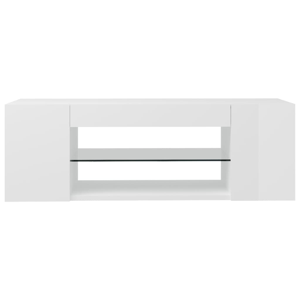 Meuble TV avec lumières LED Blanc brillant 90x39x30 cm