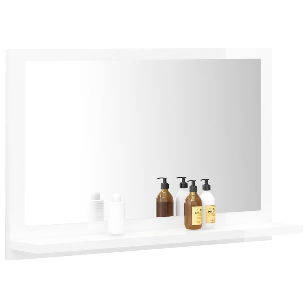 Miroir de salle de bain Blanc brillant 60x10,5x37 cm Aggloméré