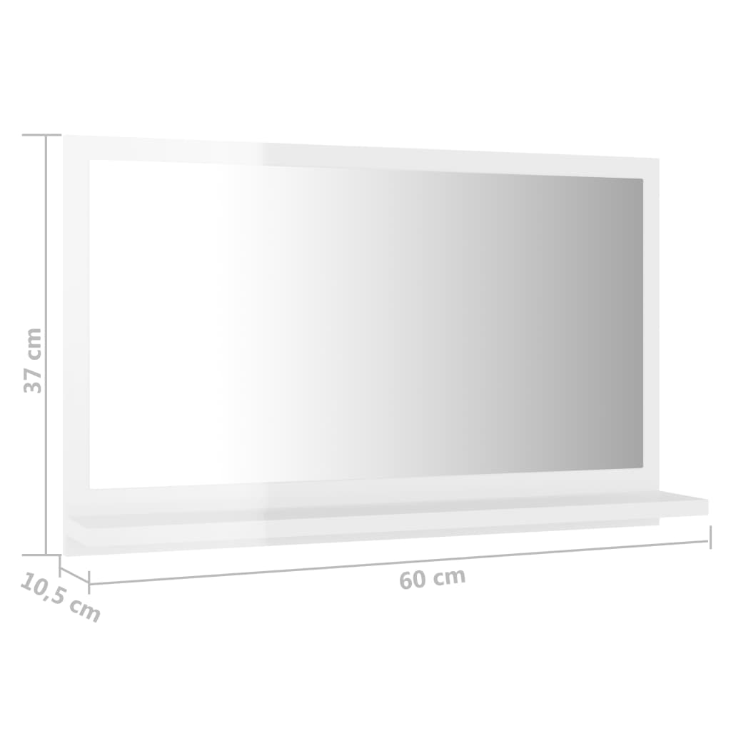 Miroir de salle de bain Blanc brillant 60x10,5x37 cm Aggloméré