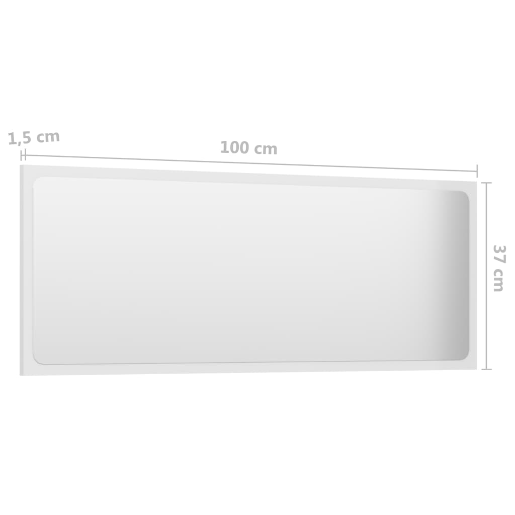 Miroir de salle de bain Blanc brillant 100x1,5x37 cm Aggloméré