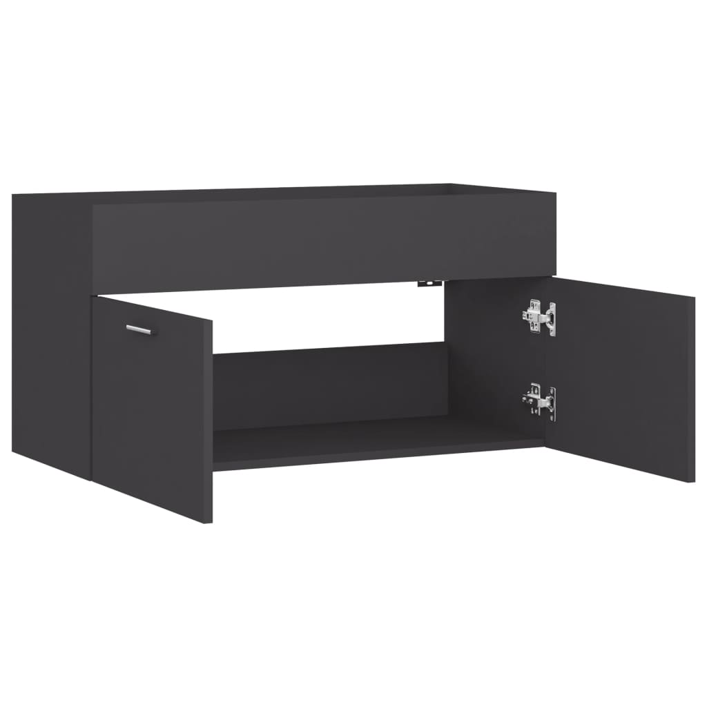 Armoire d'évier Gris 90x38,5x46 cm Aggloméré