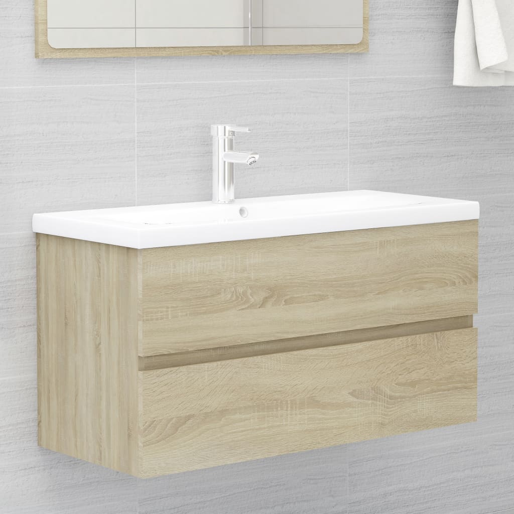 Armoire d'évier Chêne sonoma 90x38,5x45 cm Aggloméré