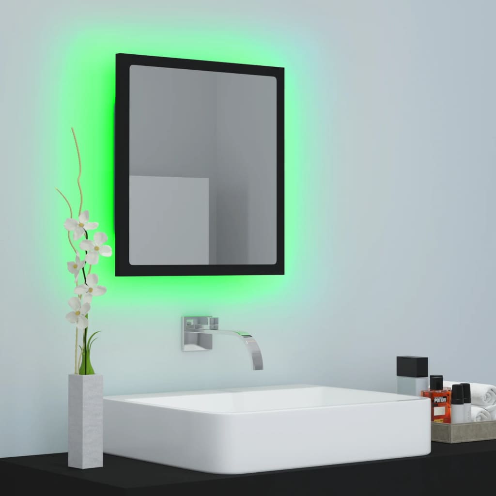 Miroir à LED de salle de bain Noir 40x8,5x37 cm Aggloméré