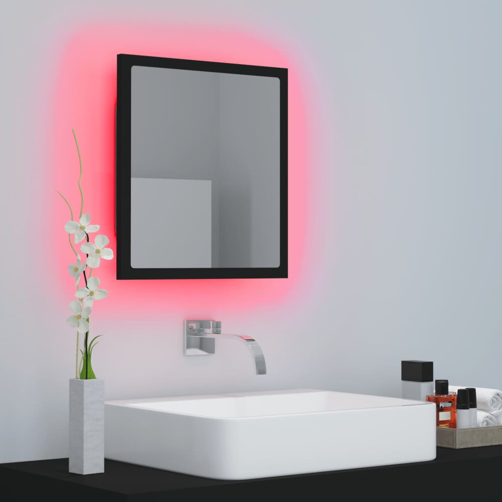Miroir à LED de salle de bain Noir 40x8,5x37 cm Aggloméré