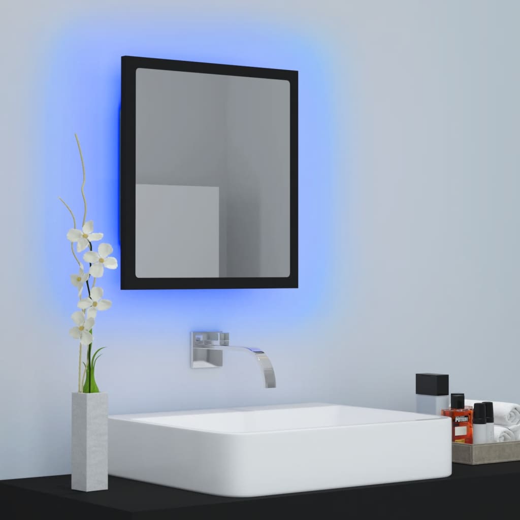 Miroir à LED de salle de bain Noir 40x8,5x37 cm Aggloméré