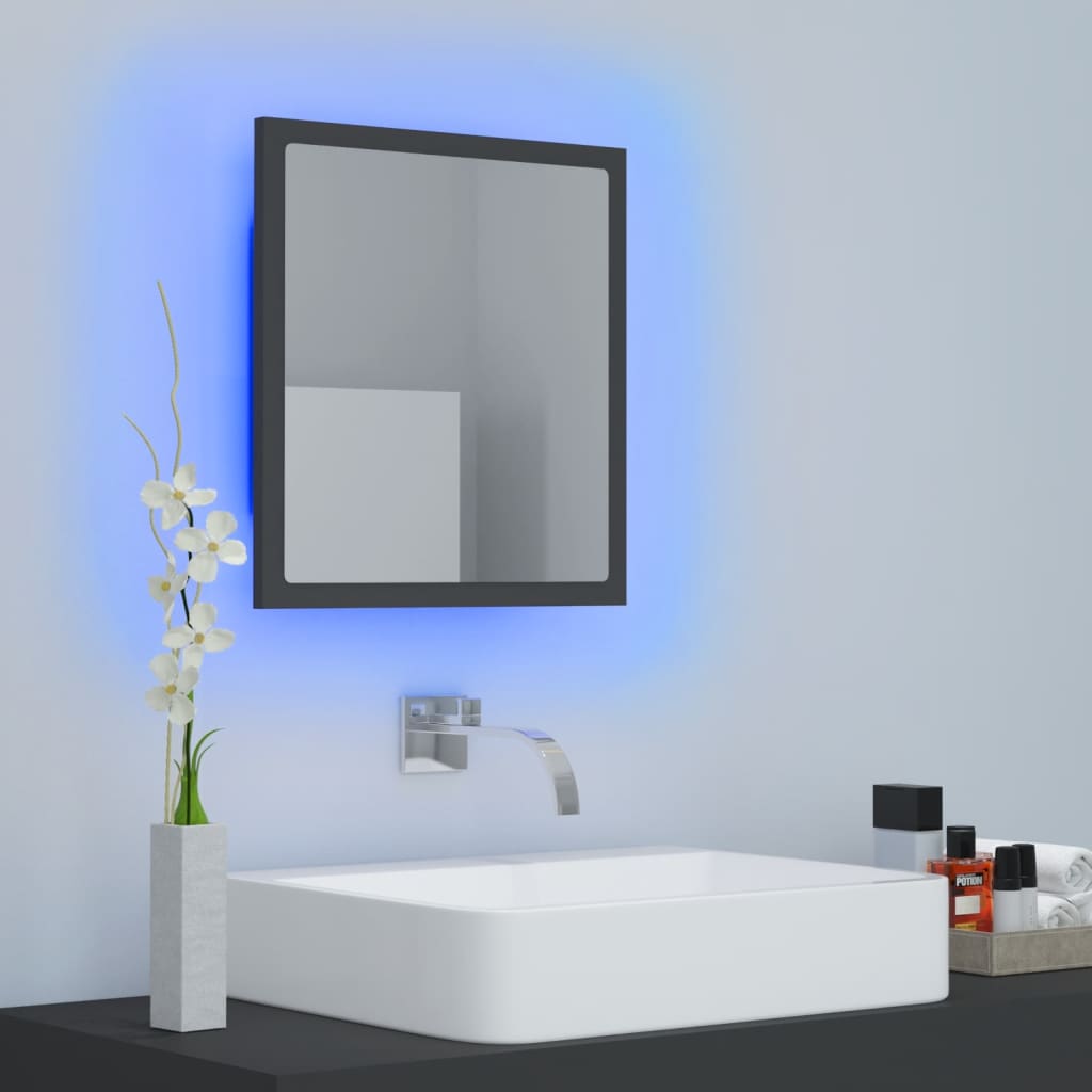 Miroir à LED de salle de bain Gris 40x8,5x37 cm Aggloméré