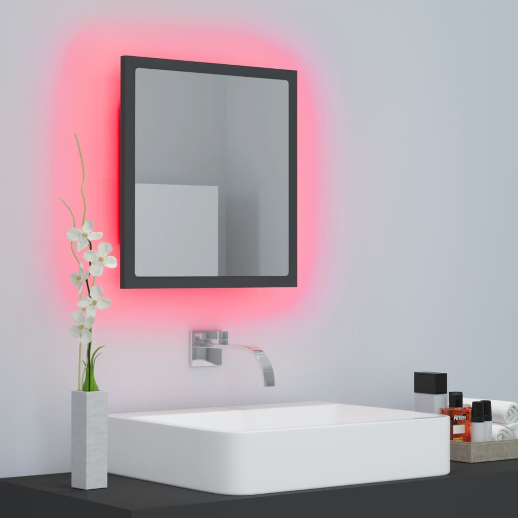 Miroir à LED de salle de bain Gris 40x8,5x37 cm Aggloméré