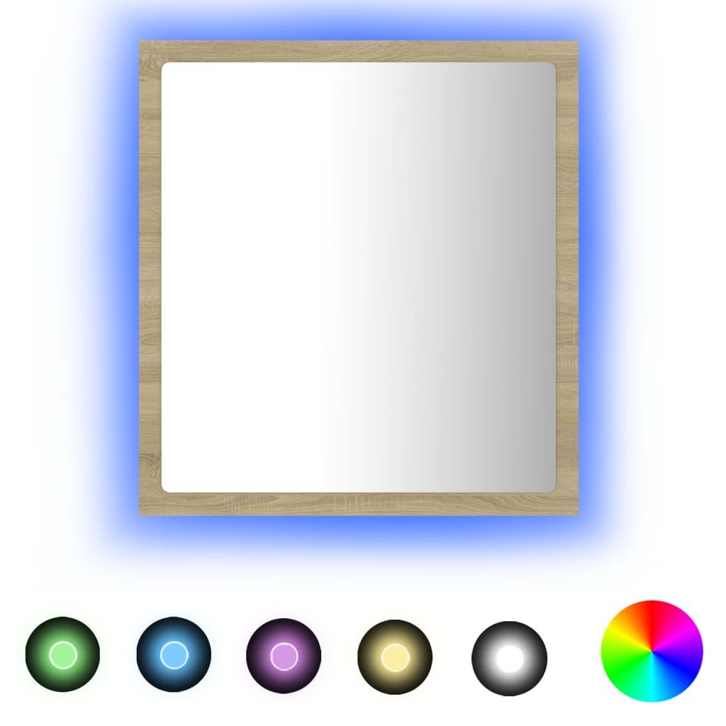 Miroir LED de salle de bain Chêne sonoma 40x8,5x37 cm Aggloméré