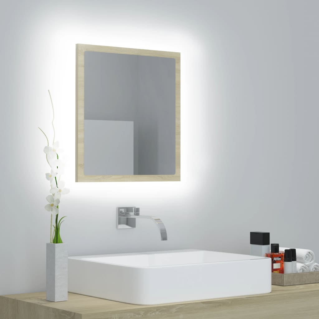 Miroir LED de salle de bain Chêne sonoma 40x8,5x37 cm Aggloméré