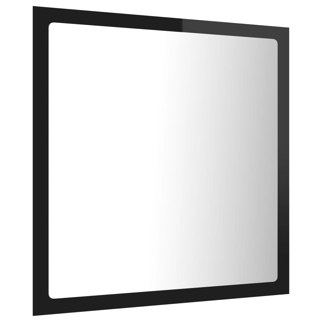 Miroir LED de salle de bain Noir brillant 40x8,5x37cm Aggloméré
