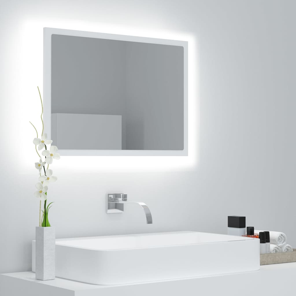 Miroir à LED de salle de bain Blanc 60x8,5x37 cm Aggloméré