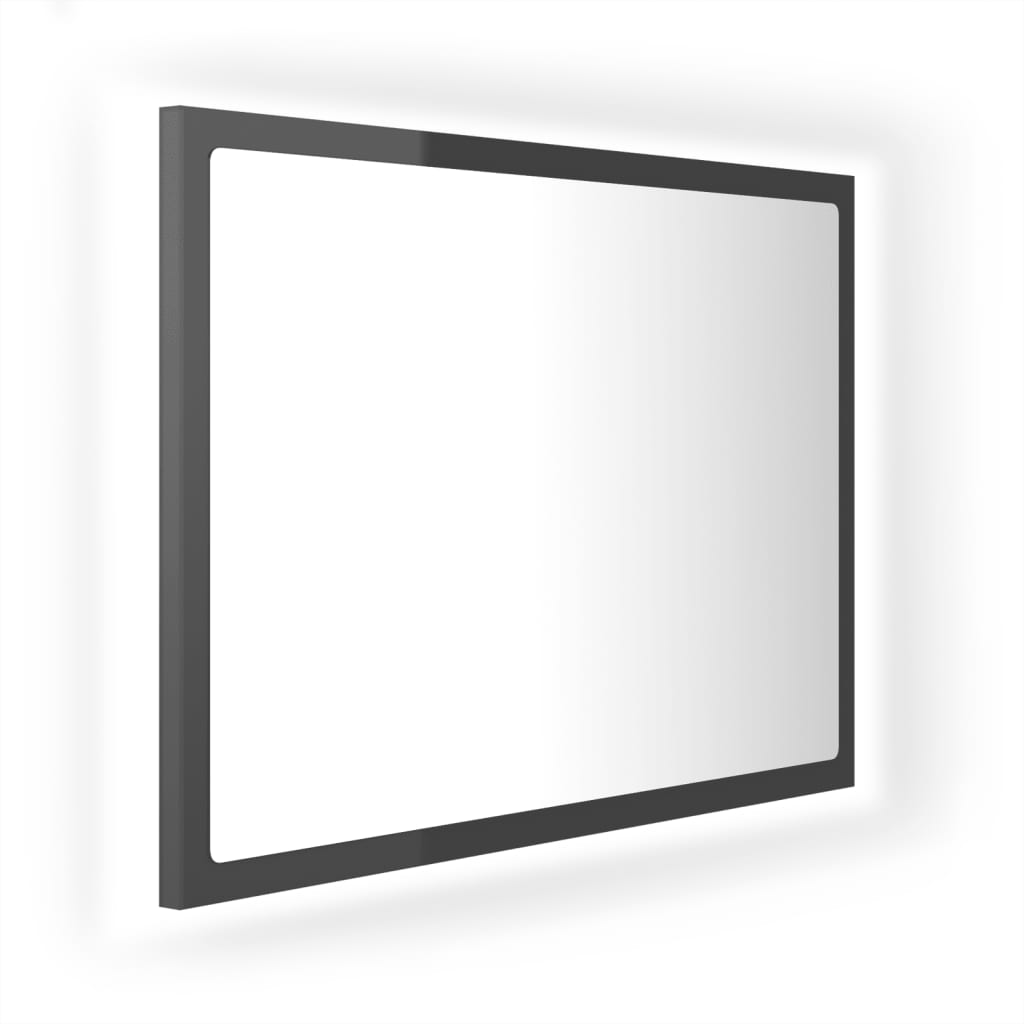 Miroir à LED de bain Gris brillant 60x8,5x37 cm Aggloméré