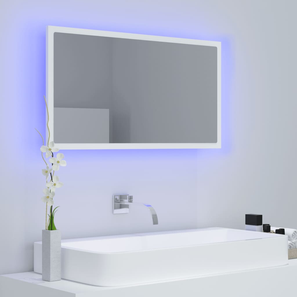 Miroir à LED de salle de bain Blanc 80x8,5x37 cm Aggloméré
