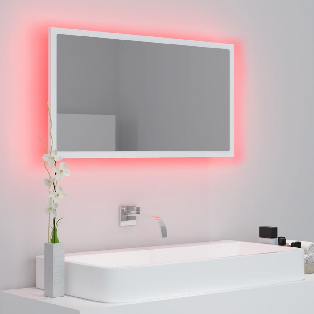 Miroir à LED de salle de bain Blanc 80x8,5x37 cm Aggloméré