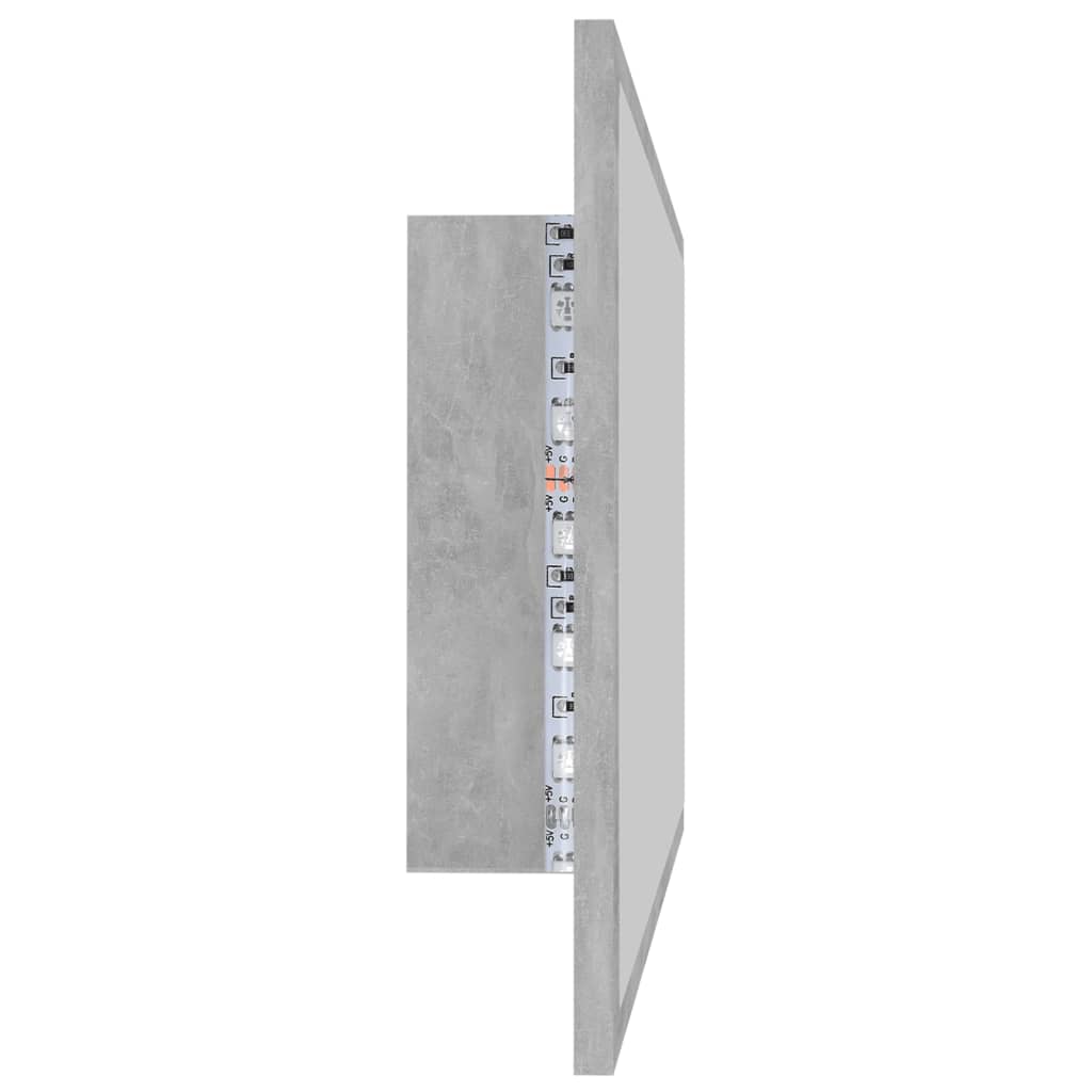 Miroir à LED de salle de bain Gris béton 80x8,5x37 cm Aggloméré