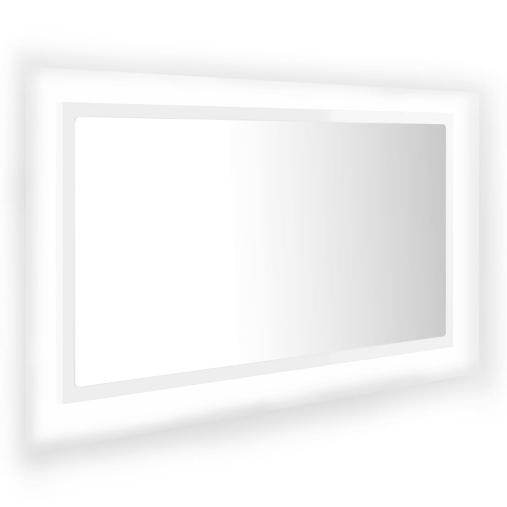 Miroir à LED de bain Blanc brillant 80x8,5x37 cm Aggloméré