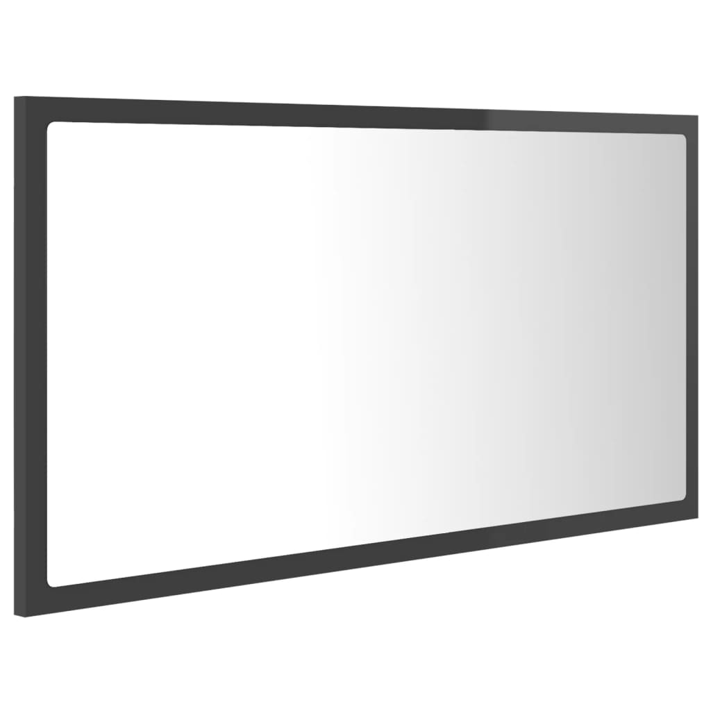 Miroir à LED de bain Gris brillant 80x8,5x37 cm Aggloméré
