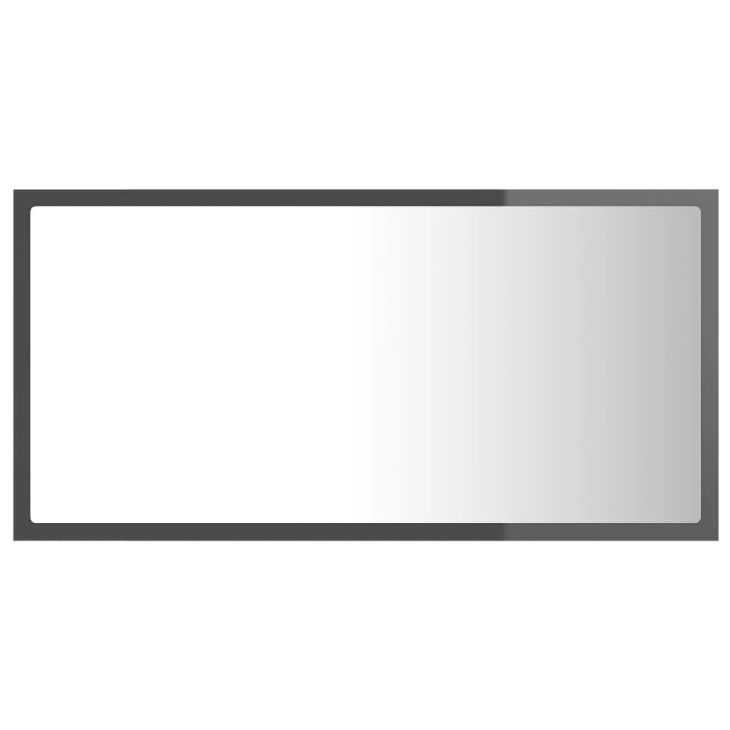 Miroir à LED de bain Gris brillant 80x8,5x37 cm Aggloméré
