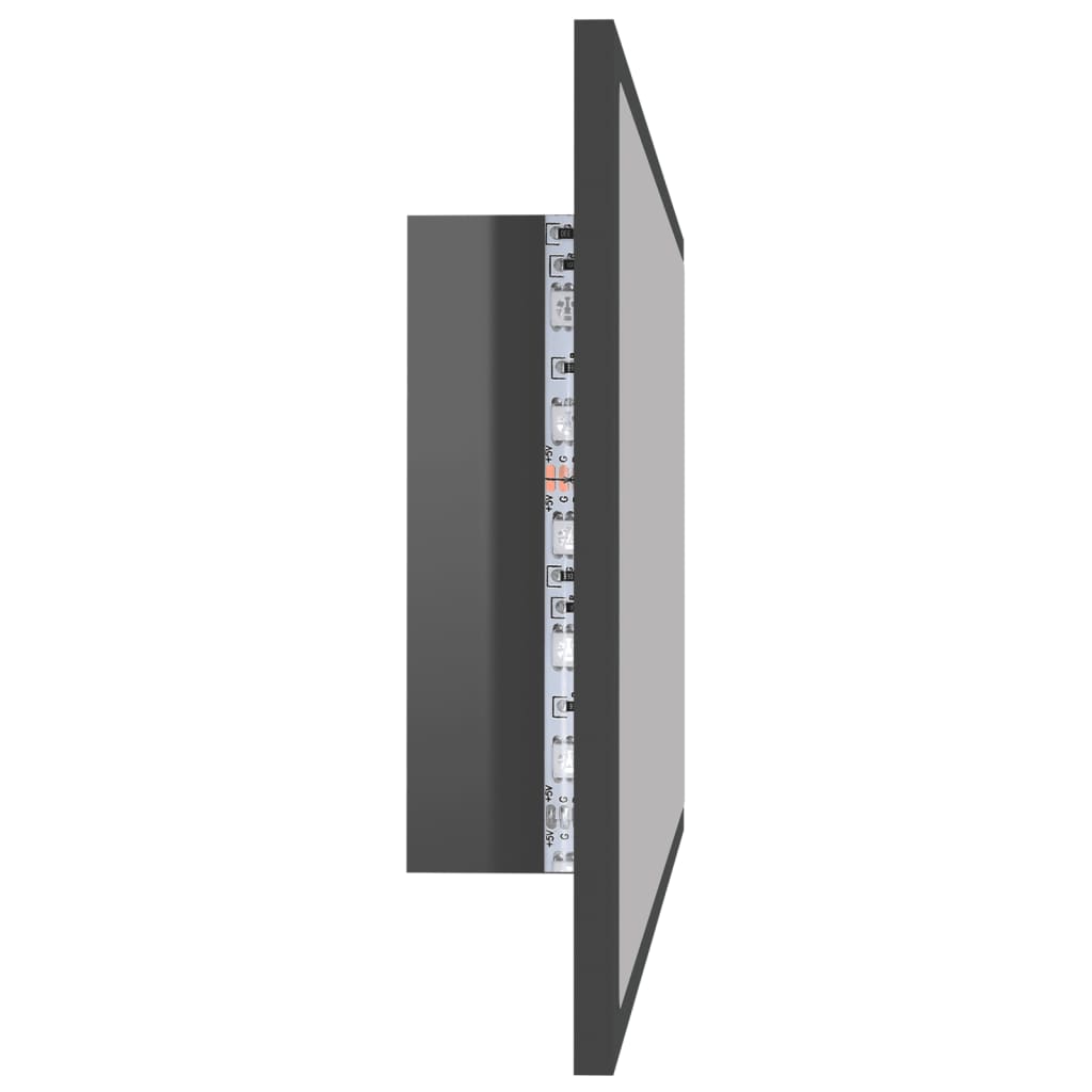 Miroir à LED de bain Gris brillant 80x8,5x37 cm Aggloméré