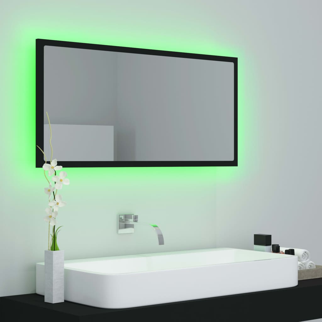 Miroir à LED de salle de bain Noir 90x8,5x37 cm Aggloméré