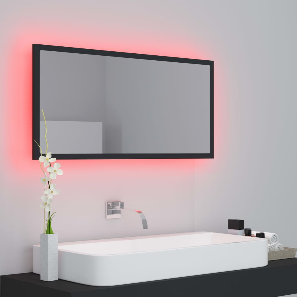 Miroir à LED de salle de bain Gris 90x8,5x37 cm Aggloméré