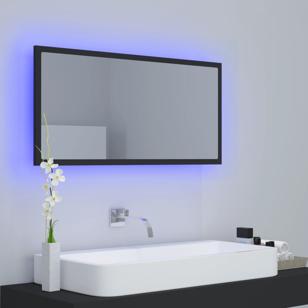 Miroir à LED de salle de bain Gris 90x8,5x37 cm Aggloméré
