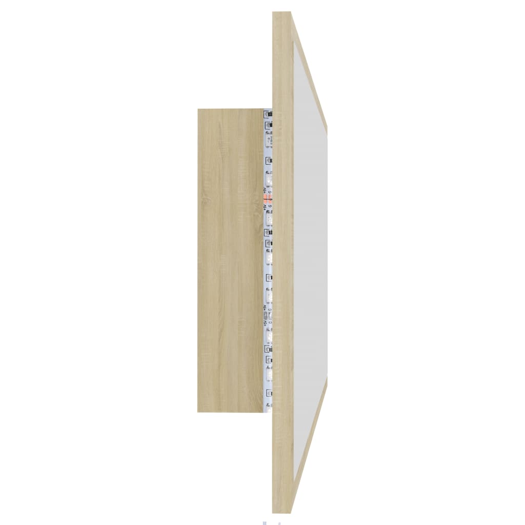 Miroir LED de salle de bain Chêne sonoma 90x8,5x37 cm Aggloméré