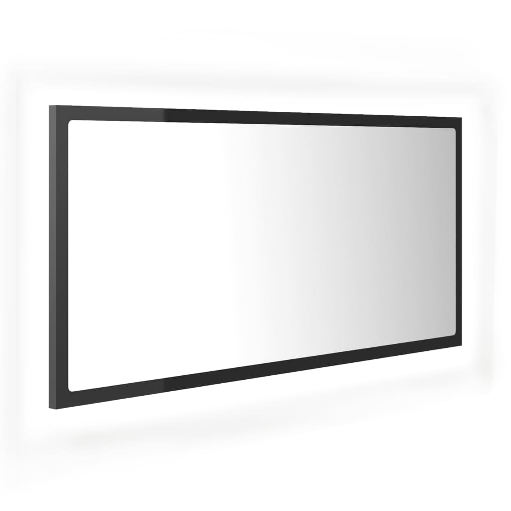 Miroir à LED de bain Gris brillant 90x8,5x37 cm Aggloméré