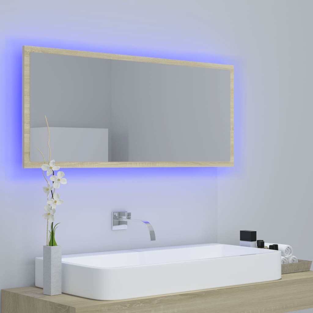Miroir LED de salle de bain Chêne sonoma 100x8,5x37cm Aggloméré