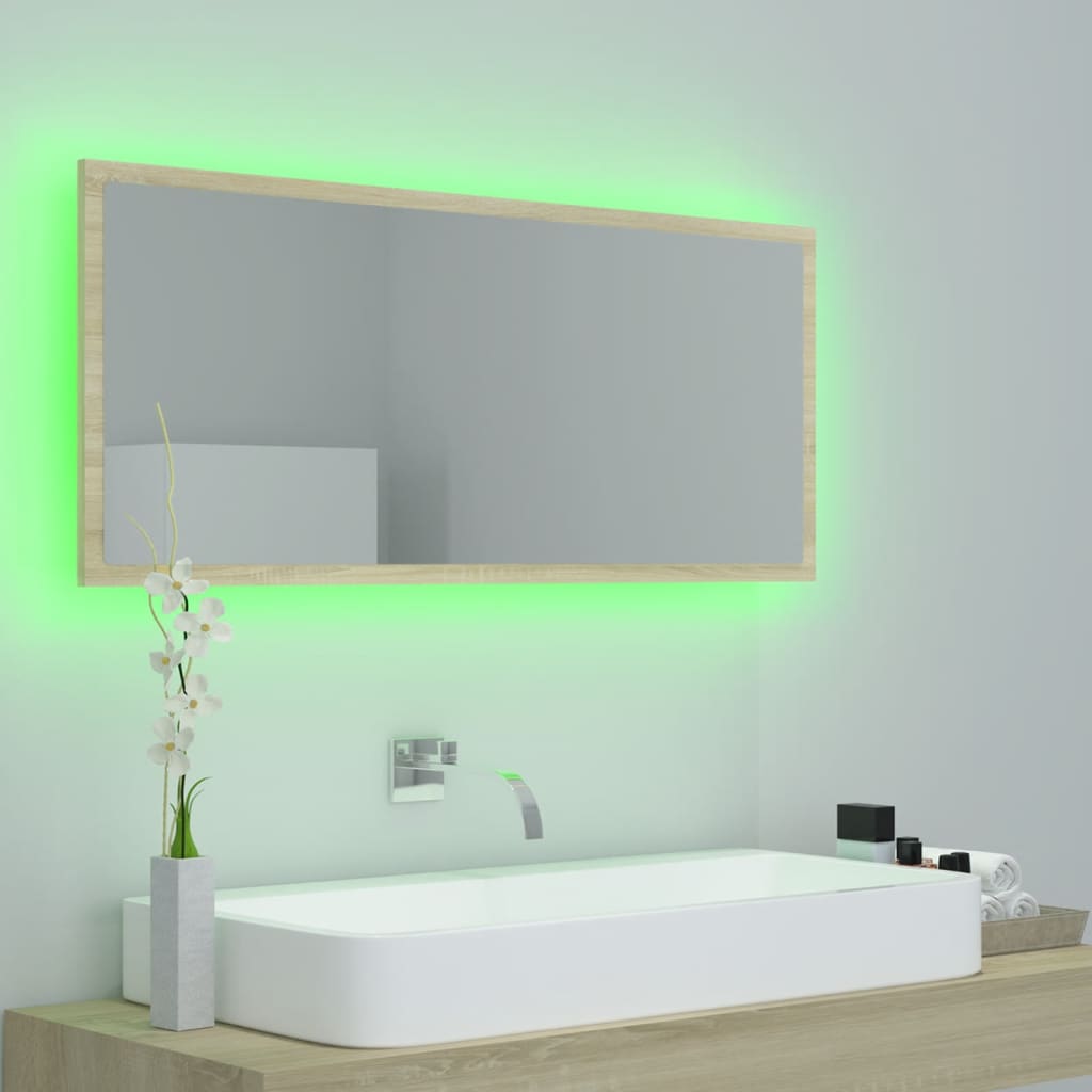 Miroir LED de salle de bain Chêne sonoma 100x8,5x37cm Aggloméré
