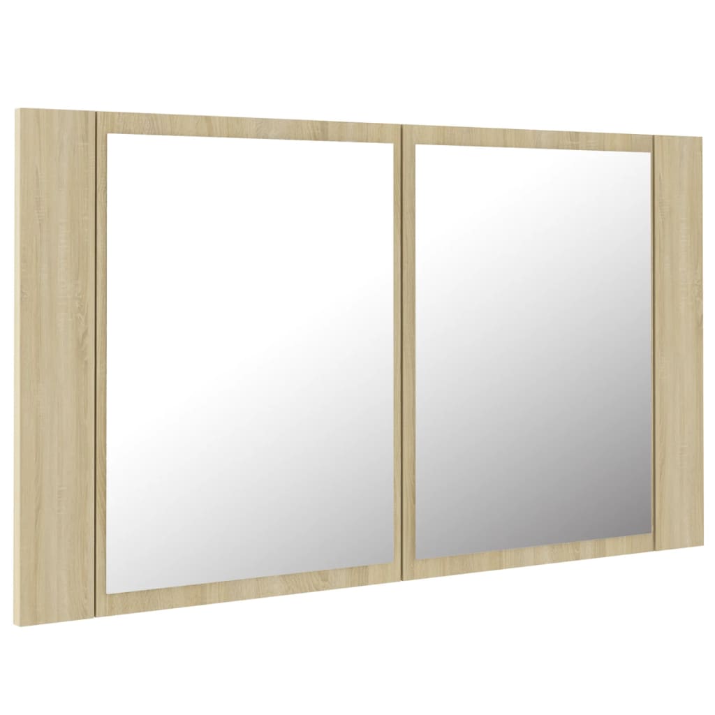 Armoire de salle de bain à miroir à LED Chêne sonoma 80x12x45cm