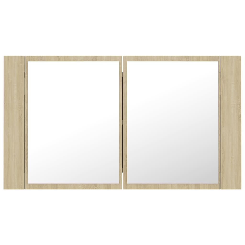 Armoire de salle de bain à miroir à LED Chêne sonoma 80x12x45cm