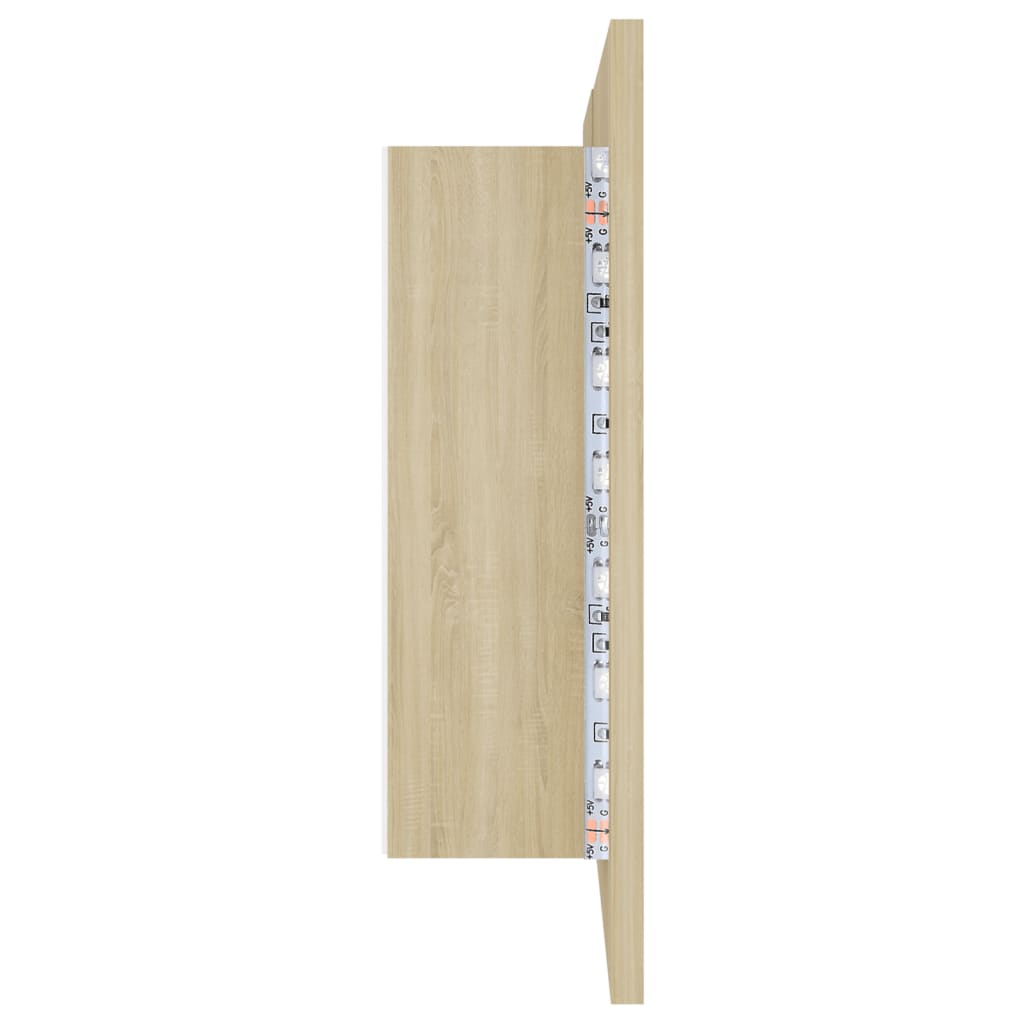 Armoire de salle de bain à miroir à LED Chêne sonoma 80x12x45cm
