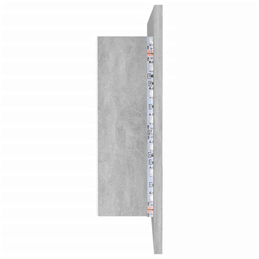 Armoire de salle de bain à miroir à LED Gris béton 90x12x45 cm
