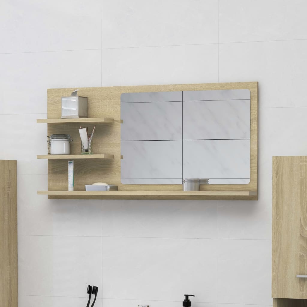 Miroir de salle de bain Chêne sonoma 90x10,5x45 cm