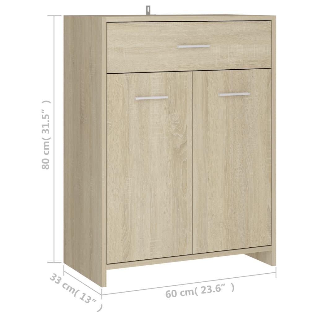 Armoire de salle de bain Chêne sonoma 60x33x80 cm Aggloméré