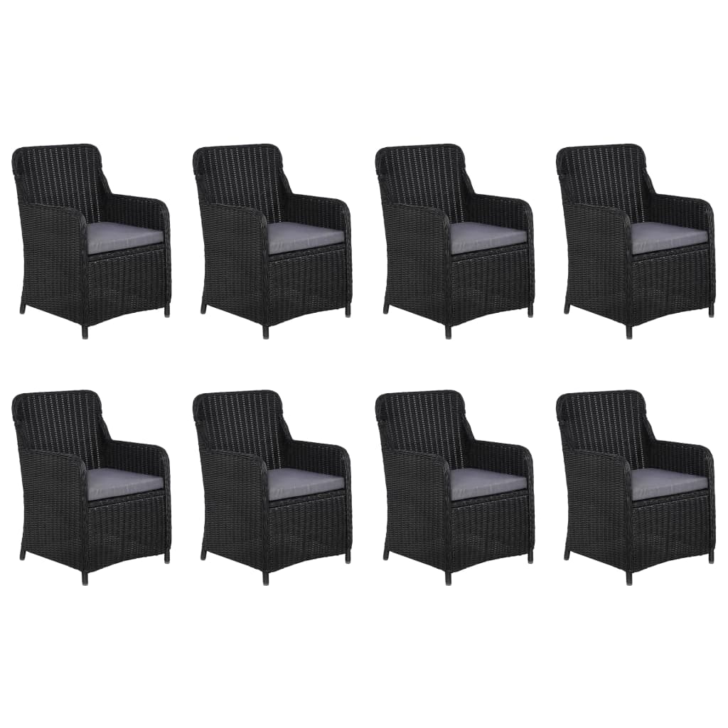 Ensemble à dîner de jardin 9 pcs Résine tressée Noir