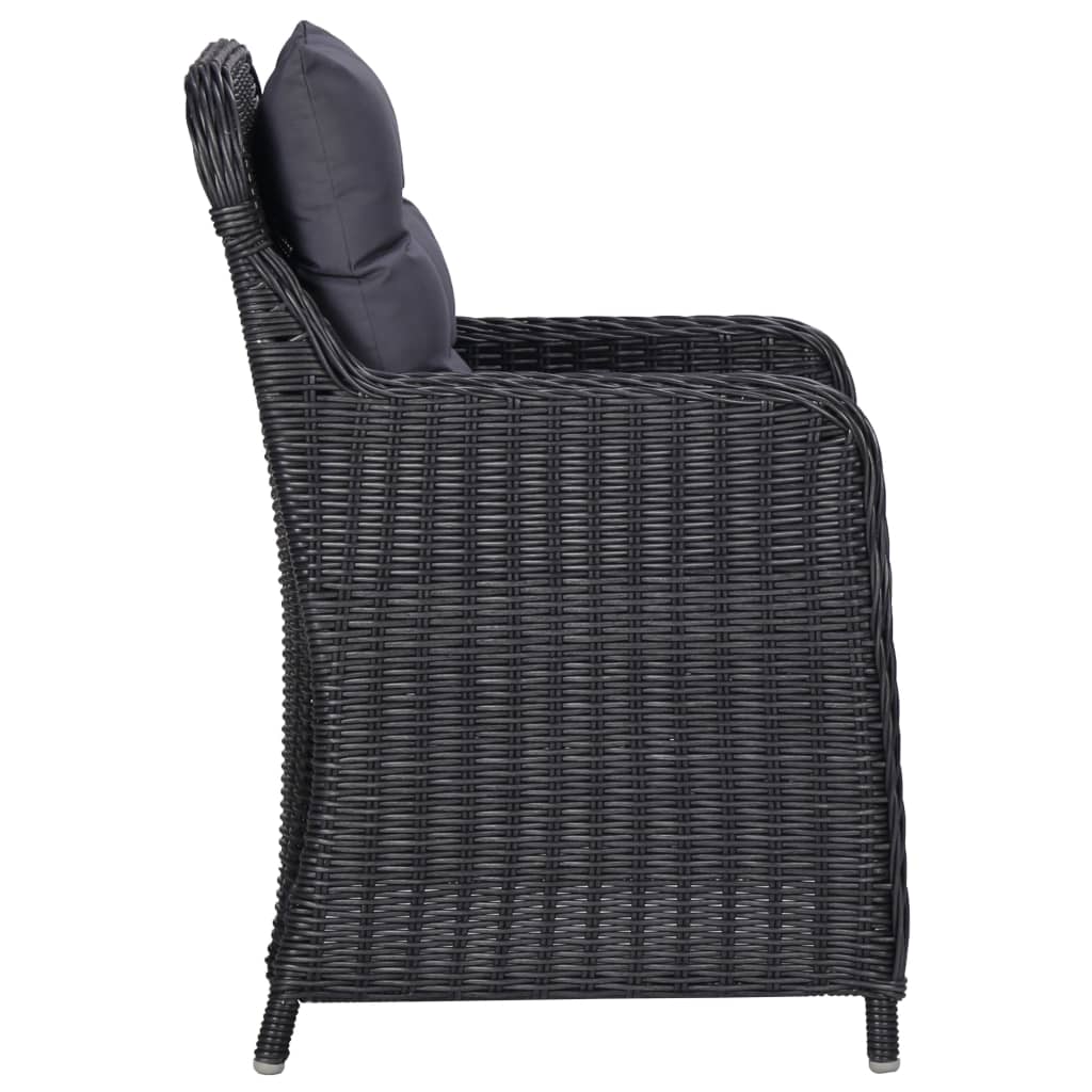Ensemble à dîner de jardin 7 pcs Résine tressée Noir