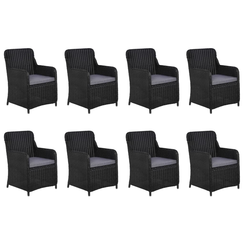 Ensemble à dîner de jardin 9 pcs Résine tressée Noir