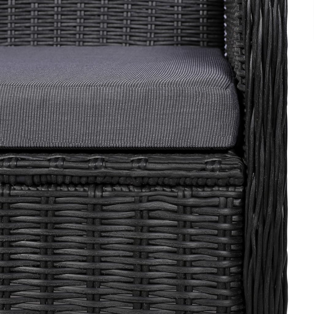 Ensemble à dîner de jardin 9 pcs Résine tressée Noir