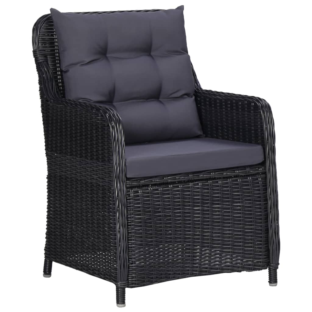 Ensemble à dîner de jardin 7 pcs Résine tressée Noir