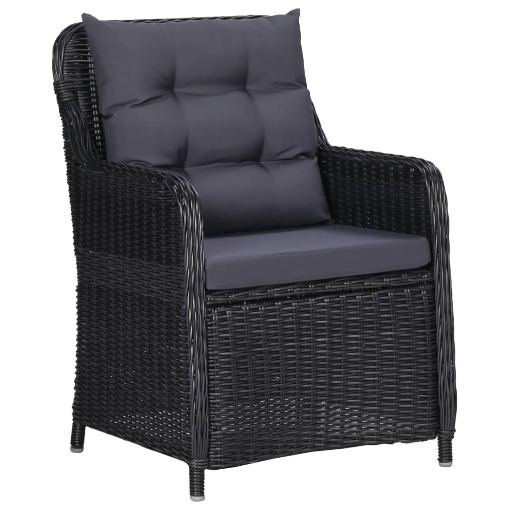 Ensemble à dîner de jardin 9 pcs Résine tressée Noir