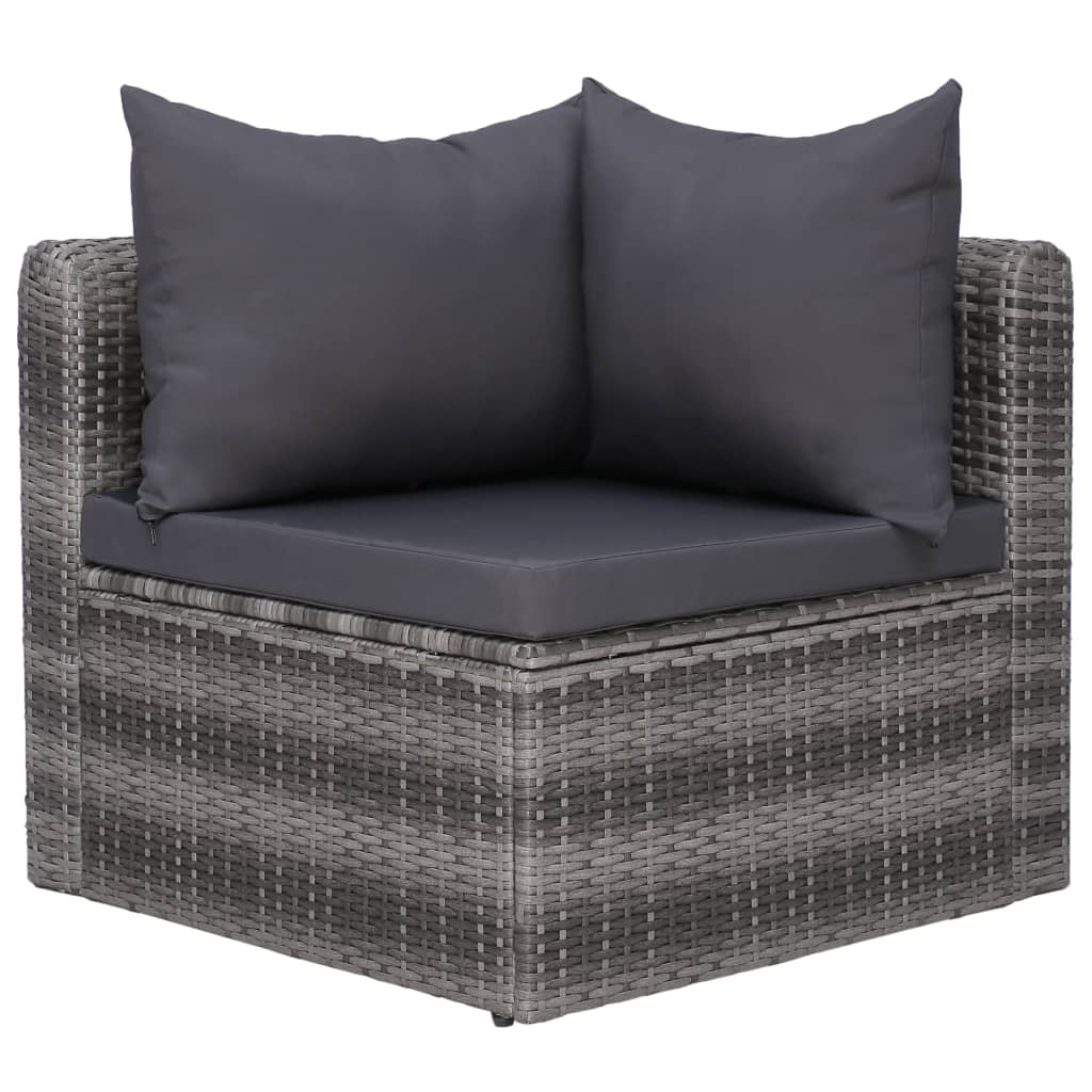 Salon de jardin 9 pcs avec coussins Résine tressée Gris