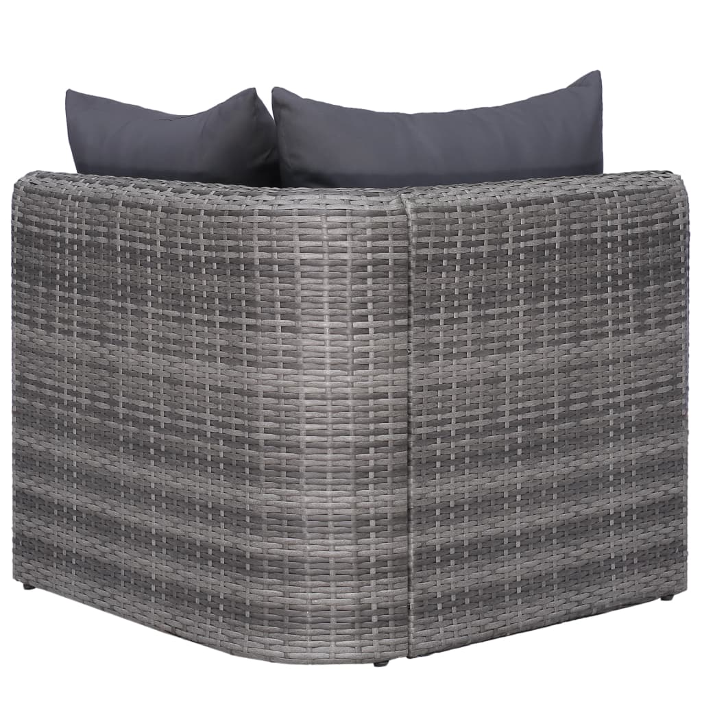 Salon de jardin 9 pcs avec coussins Résine tressée Gris