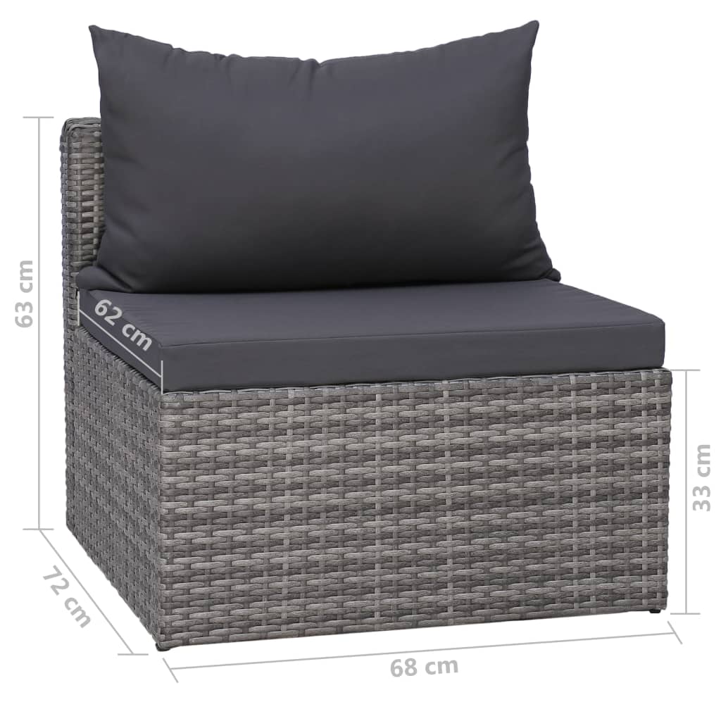 Salon de jardin 9 pcs avec coussins Résine tressée Gris
