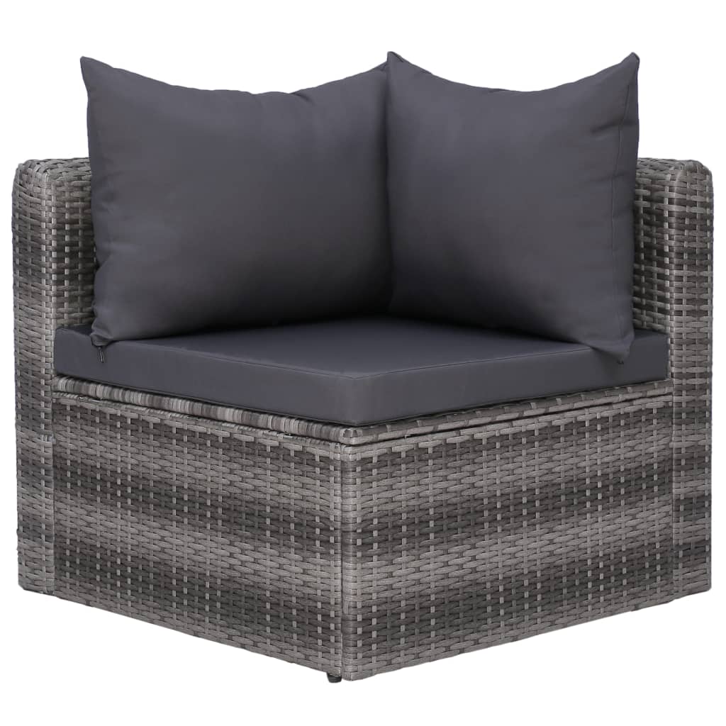 Salon de jardin 9 pcs avec coussins Résine tressée Gris