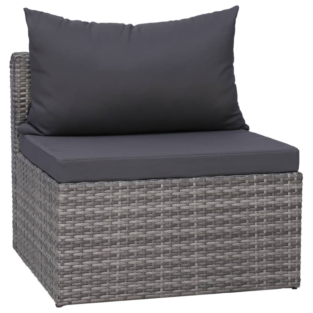 Salon de jardin 9 pcs avec coussins Résine tressée Gris
