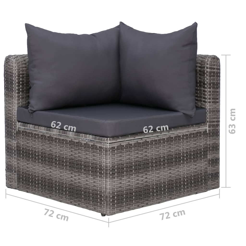 Salon de jardin 9 pcs avec coussins Résine tressée Gris