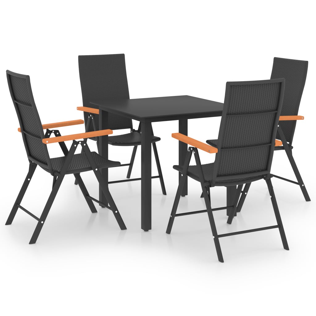 Ensemble de salle à manger de jardin 5 pcs Noir et marron